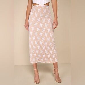 Idyllic Date Night Ivory Lace Midi Skirt